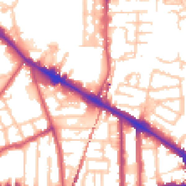 Daytime road noise heatmap for SE15 1DY