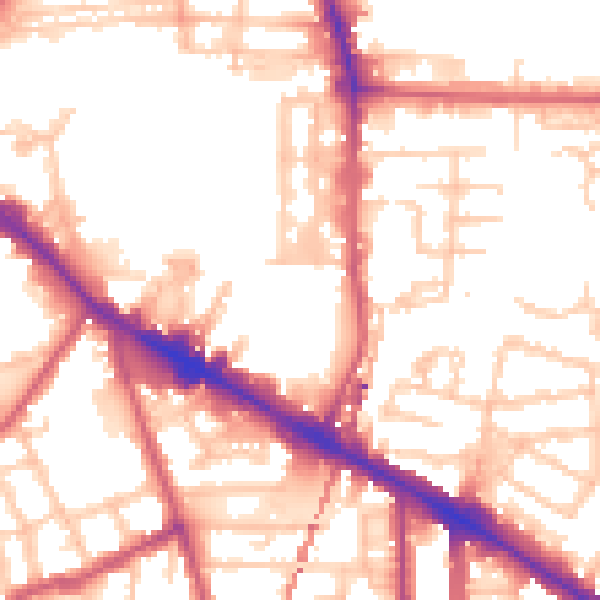 Daytime road noise heatmap for SE15 1EG