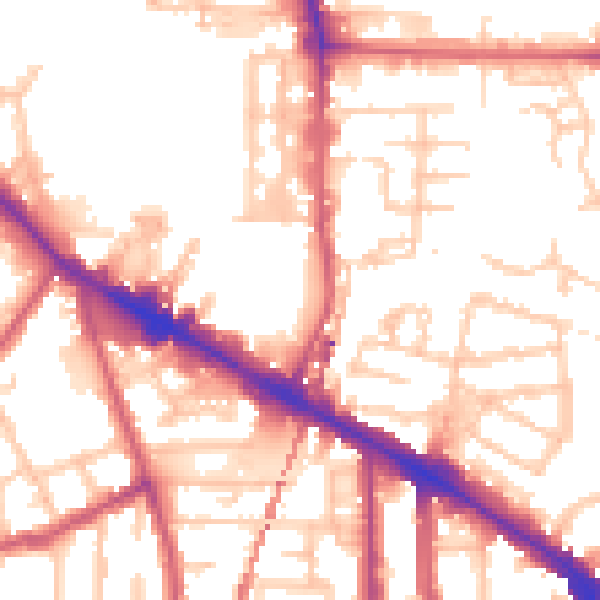 Daytime road noise heatmap for SE15 1EL