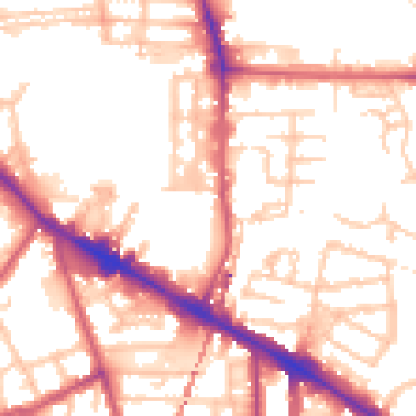 Daytime road noise heatmap for SE15 1EQ