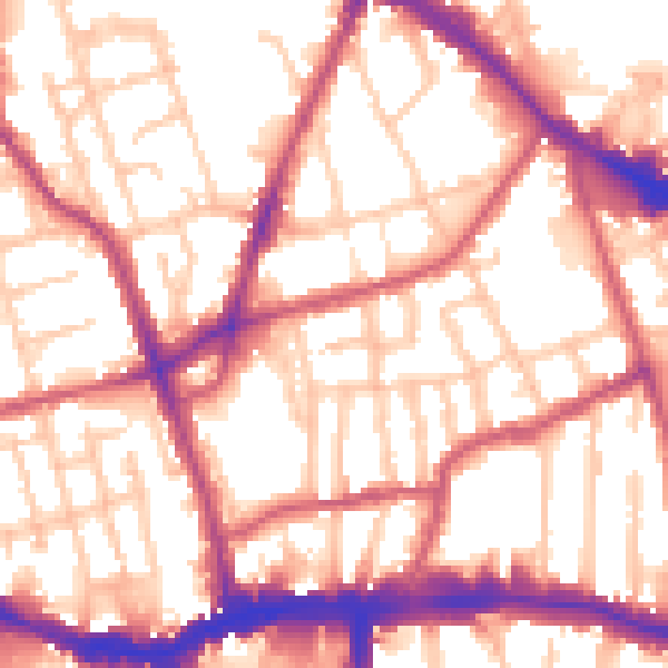 Daytime road noise heatmap for SE15 1QA