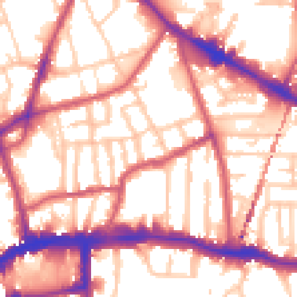 Daytime road noise heatmap for SE15 1QR
