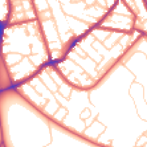 Daytime road noise heatmap for SE15 3LA
