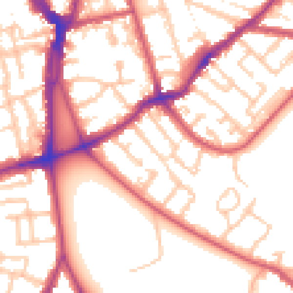 Daytime road noise heatmap for SE15 3UB