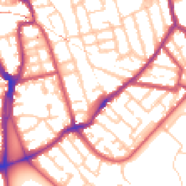 Daytime road noise heatmap for SE15 3XY