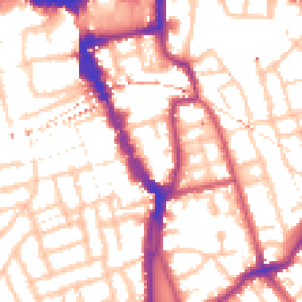 Daytime road noise heatmap for SE15 4UG