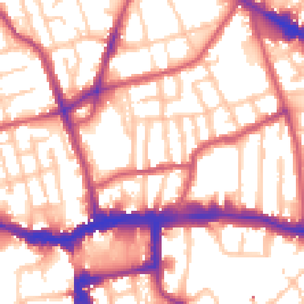 Daytime road noise heatmap for SE15 5TD
