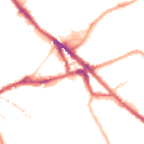 Night-time road noise heatmap for SE16 2AD