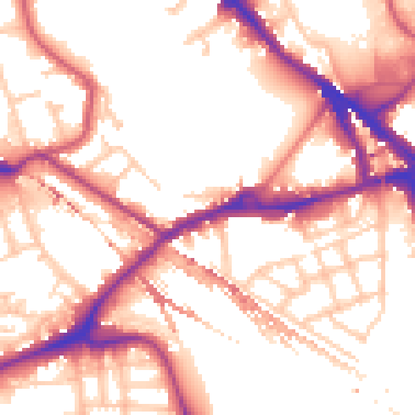 Daytime road noise heatmap for SE16 2AP
