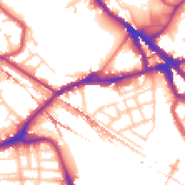 Daytime road noise heatmap for SE16 2BG
