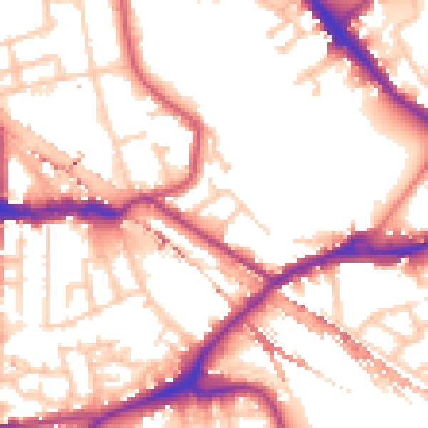 Daytime road noise heatmap for SE16 2DN