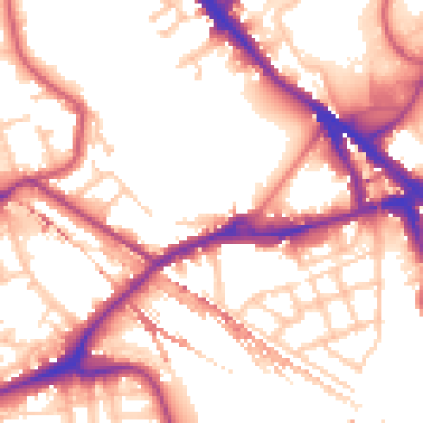 Daytime road noise heatmap for SE16 2DY