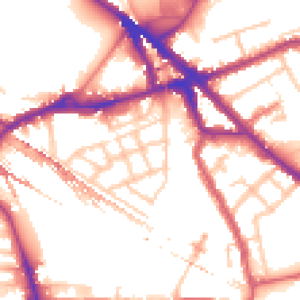 Daytime road noise heatmap for SE16 2PG