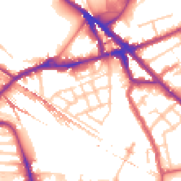 Daytime road noise heatmap for SE16 2PQ