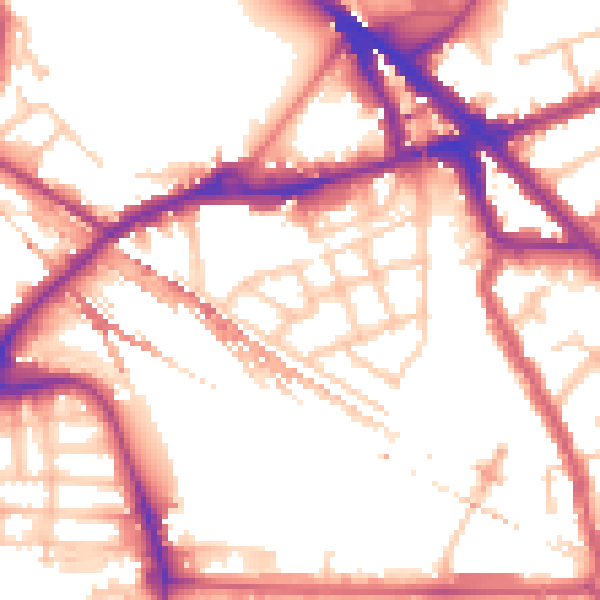 Daytime road noise heatmap for SE16 2RP