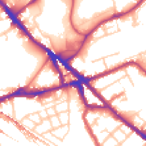 Daytime road noise heatmap for SE16 2UN