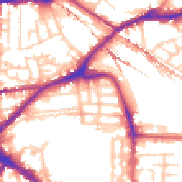 Daytime road noise heatmap for SE16 3BJ