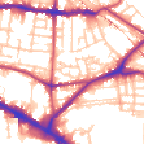 Daytime road noise heatmap for SE16 3ES