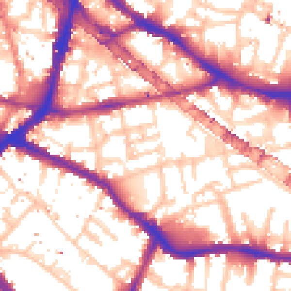 Daytime road noise heatmap for SE16 3GB
