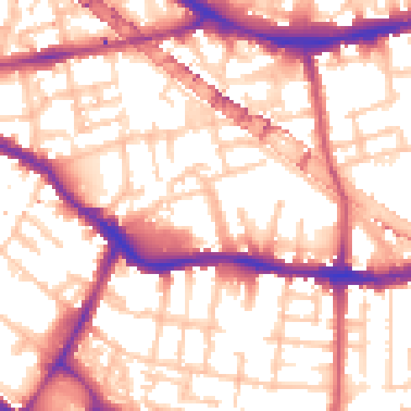 Daytime road noise heatmap for SE16 3UZ