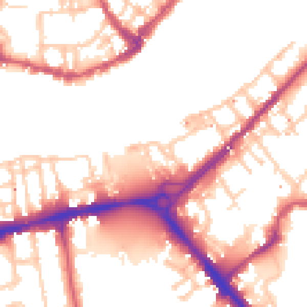 Daytime road noise heatmap for SE16 4JD