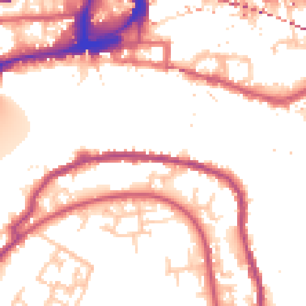 Daytime road noise heatmap for SE16 5XL
