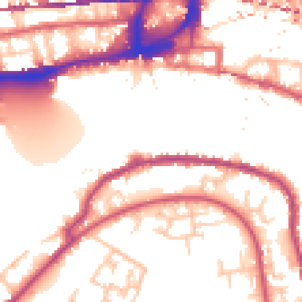 Daytime road noise heatmap for SE16 5XR