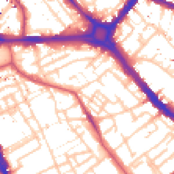 Daytime road noise heatmap for SE17 1AE