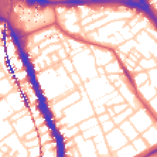 Daytime road noise heatmap for SE17 1ED