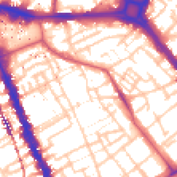 Daytime road noise heatmap for SE17 1QZ