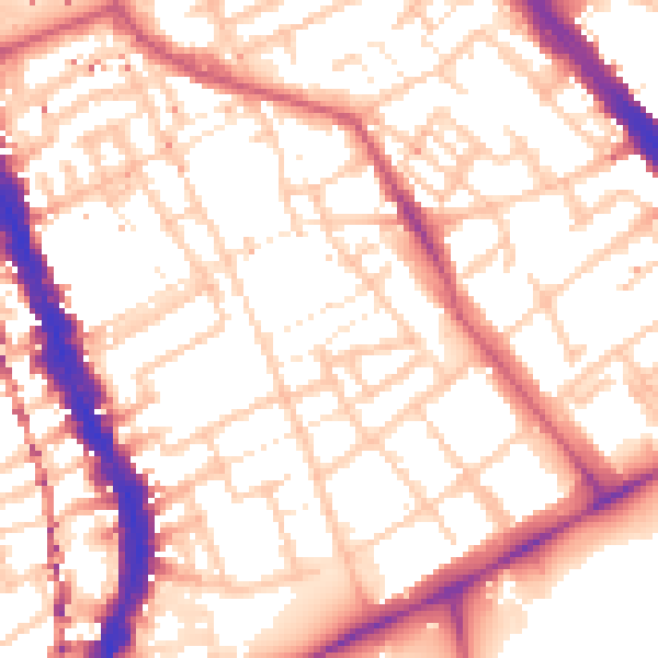 Daytime road noise heatmap for SE17 2ED