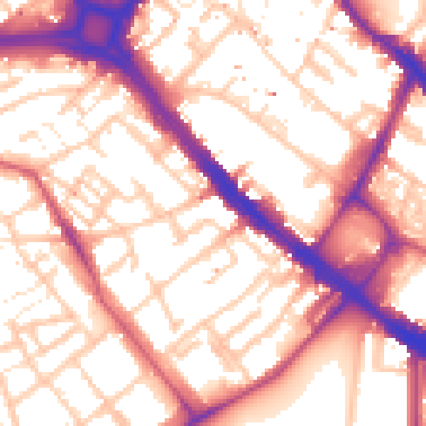 Daytime road noise heatmap for SE17 2JR