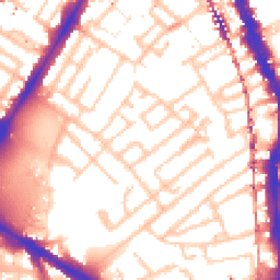 Daytime road noise heatmap for SE17 3NE