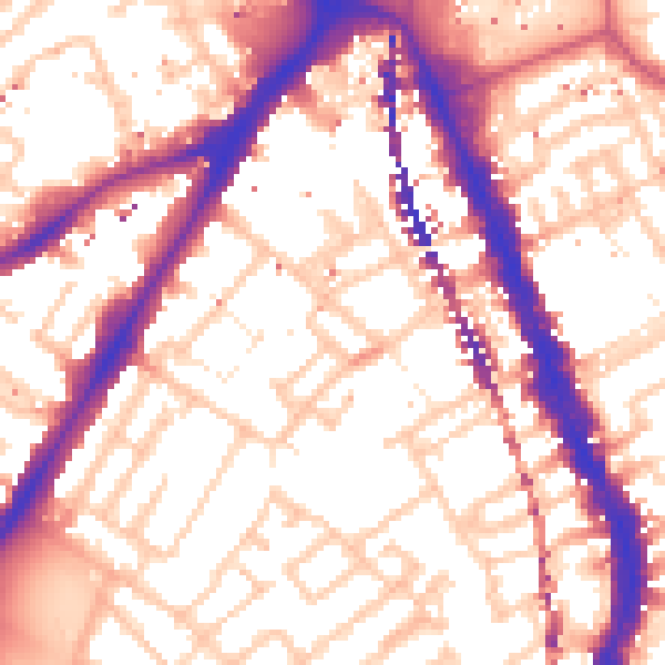 Daytime road noise heatmap for SE17 3QE