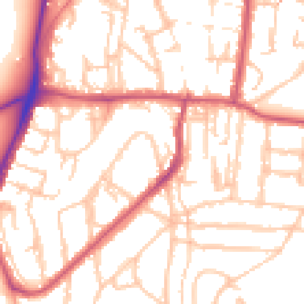 Daytime road noise heatmap for SE18 3SW