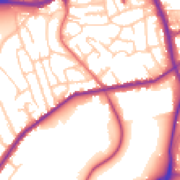 Daytime road noise heatmap for SE18 4AJ