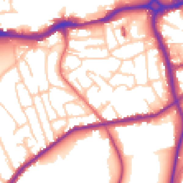 Daytime road noise heatmap for SE18 5SQ