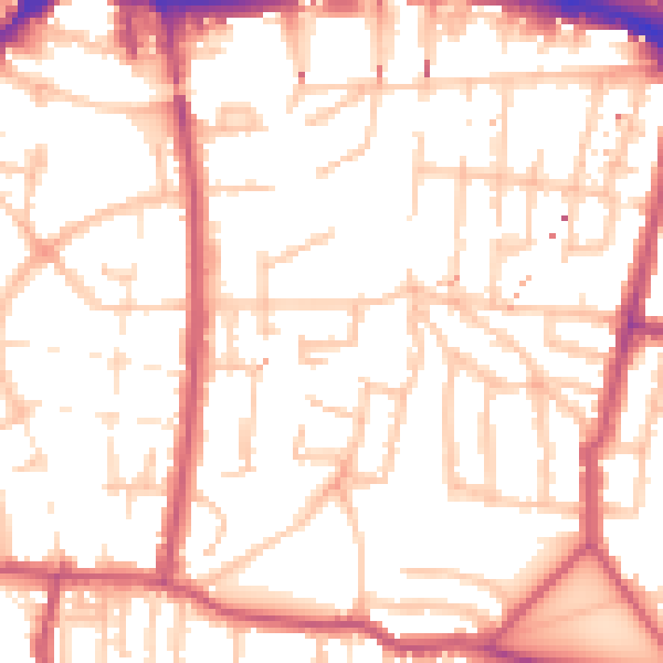 Daytime road noise heatmap for SE18 7SJ