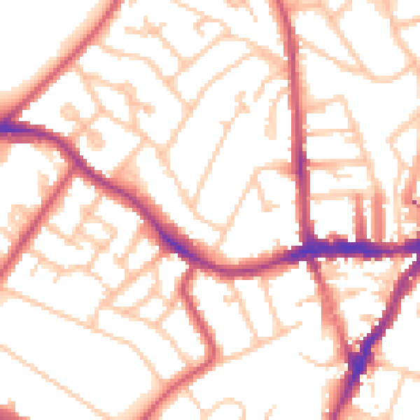 Daytime road noise heatmap for SE19 1AT