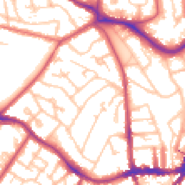 Daytime road noise heatmap for SE19 1AW