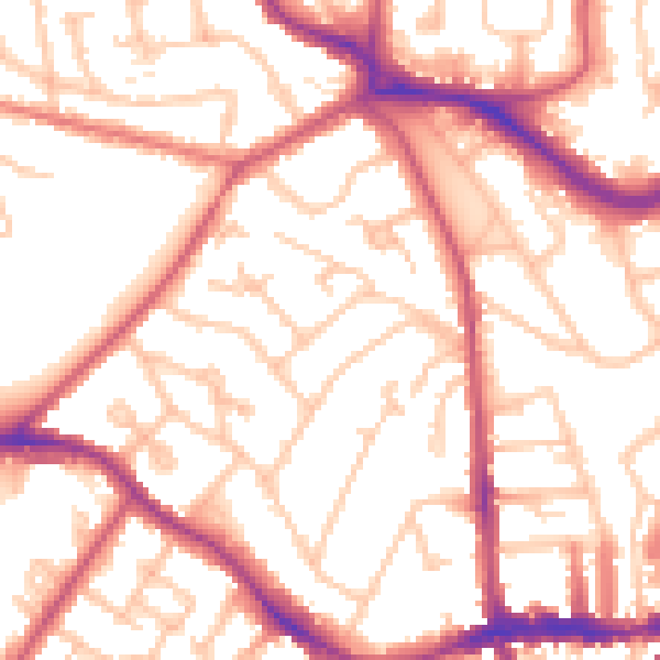 Daytime road noise heatmap for SE19 1JX