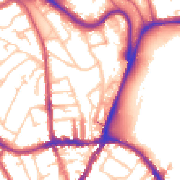 Daytime road noise heatmap for SE19 1SJ