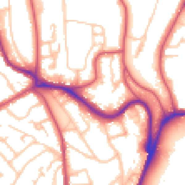 Daytime road noise heatmap for SE19 1XG
