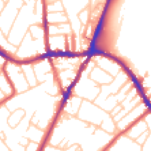 Daytime road noise heatmap for SE19 2EY