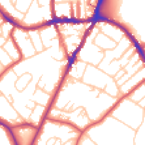 Daytime road noise heatmap for SE19 2PW