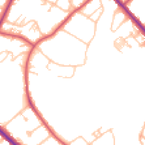 Daytime road noise heatmap for SE19 2SD
