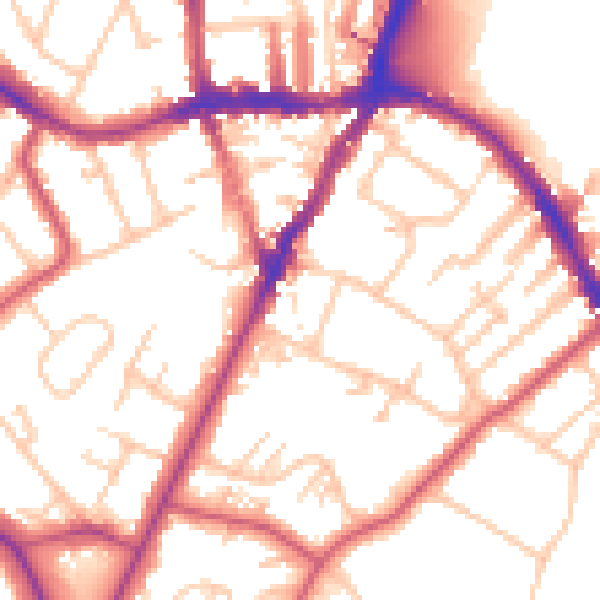 Daytime road noise heatmap for SE19 2UQ