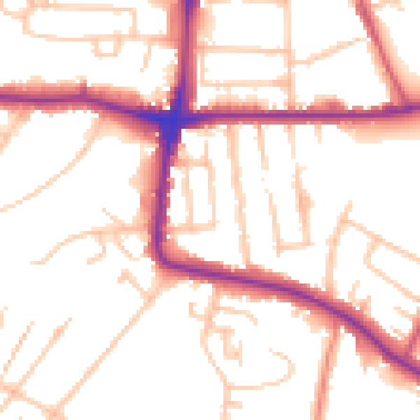 Daytime road noise heatmap for SE19 3HQ