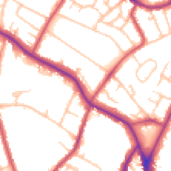 Daytime road noise heatmap for SE19 3QG