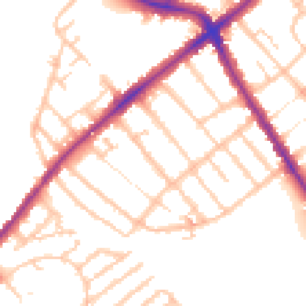 Daytime road noise heatmap for SE20 7UE